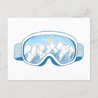 Mountain Ski Goggles Helg Vykort