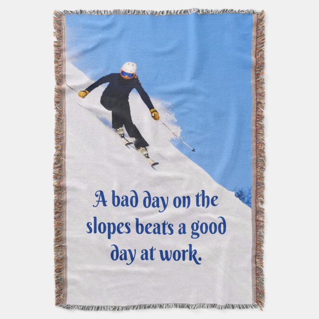 Mountain Ski Slopes Fresh Snö Fall Skiing Funny Filt (Framsidan Vertikal)