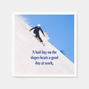 Mountain Ski Slopes Fresh Snö Fall Skiing Funny Pappersservett