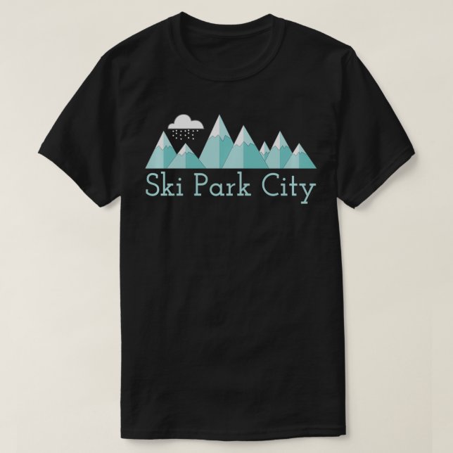 Mountain Snow Storm Ski Park City Utah T Shirt (Design framsida)