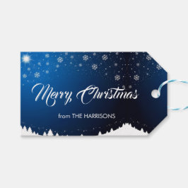 Mountain Snowy Night God jul Presentetikett