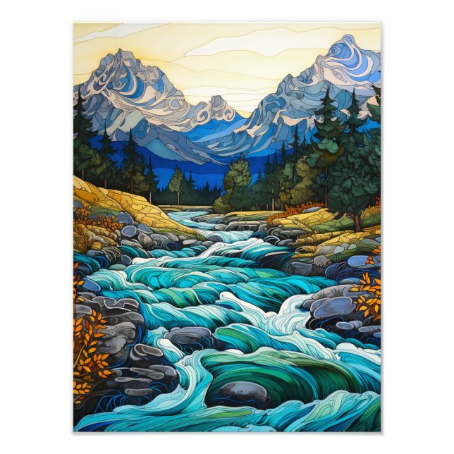 Mountain Stream Fototryck (Framsidan)