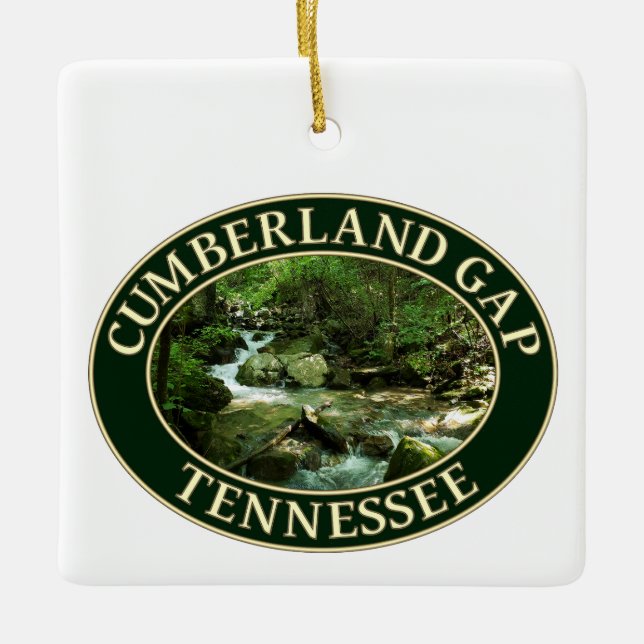 Mountain Stream vid Cumberland Gap, Tennessee Julgransprydnad Keramik (Framsida)