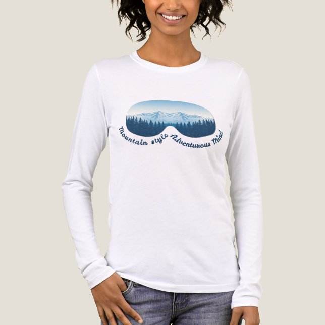 Mountain Style, Adventurous Mind – Ski Goggle  T Shirt (Framsida)