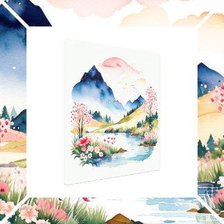 Mountain Summer Watercolor Canvastryck