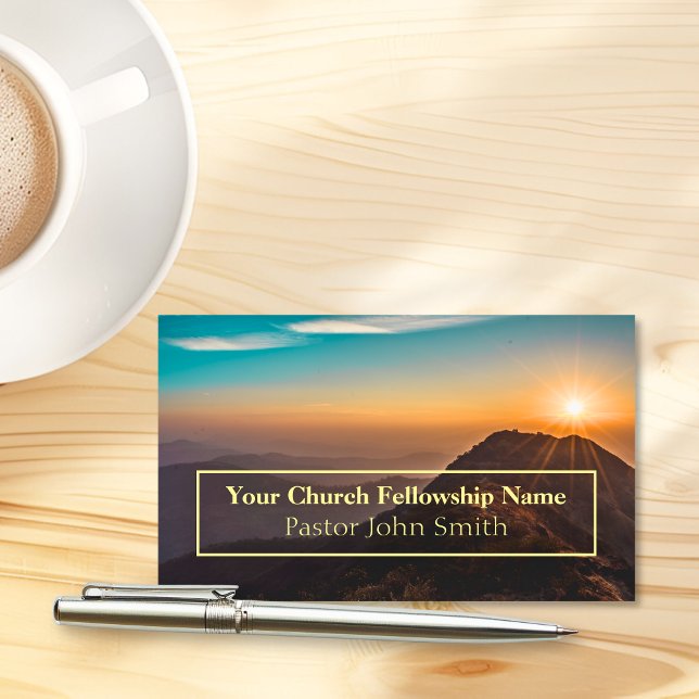 Mountain Sunrise Church Pastor Affärskort Visitkort (Mountain Sunrise Church Pastor Business Cards)