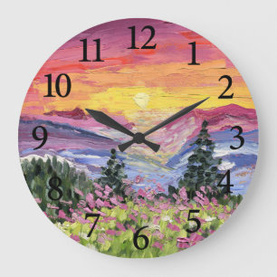 Mountain Sunrise med Wildblommor Stor Klocka