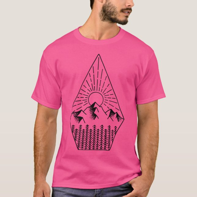 Mountain Sunset Active T Shirt (Framsida)