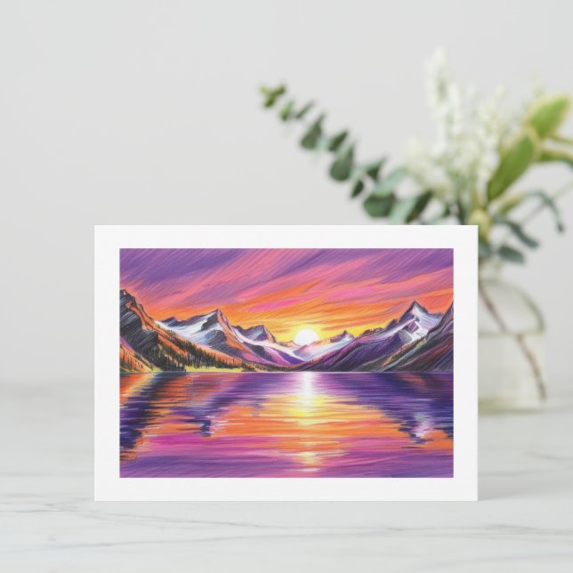 Mountain Sunset Anteckningskort (Stående Fram)