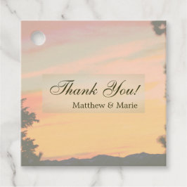Mountain Sunset Bröllop Tack Gåvor Etiketter