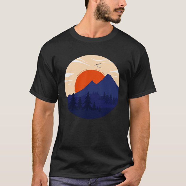 Mountain Sunset Graphic Adventure Outdoor Mountain T Shirt (Framsida)