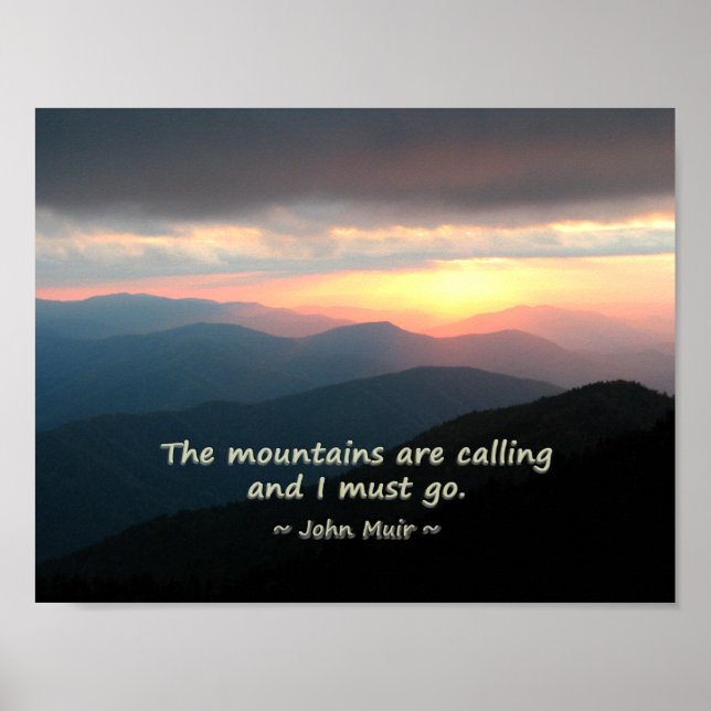Mountain Sunset: Mtns anropar Muir Template Poster (Framsidan)