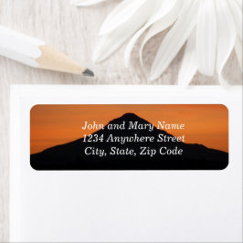 Mountain Sunset Silhouette Returadress Etikett