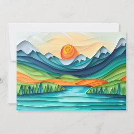 Mountain Sunset Sjö Ligcape Print eller Digital Inbjudningar