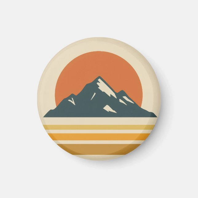Mountain Sunset Vintage Magnet (Framsidan)