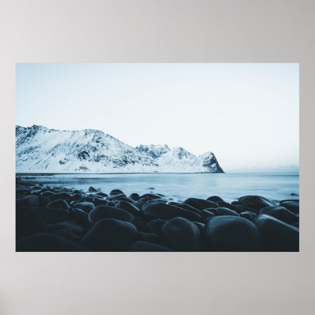 MOUNTAIN TÄCK MED SNÖ FOTOGRAFI POSTER (Framsidan)