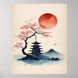 Mountain Temple Poster