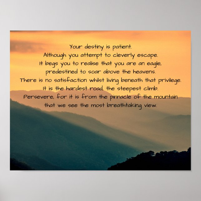 Mountain Thmet Inspirational Poetry Poster (Framsidan)