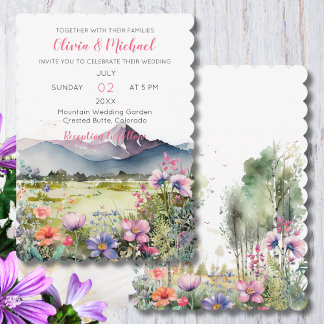 Mountain Thyme Wildflower Wedding Invitation Inbjudningar