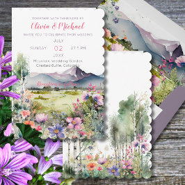 Mountain Thyme Wildflower Wedding Invitation Inbjudningar