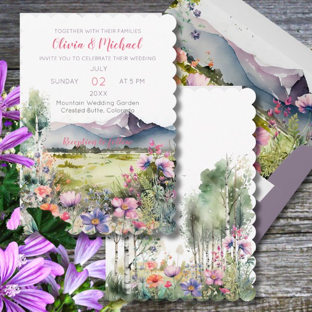Mountain Thyme Wildflower Wedding Invitation Inbjudningar (Skapare uppladdad)