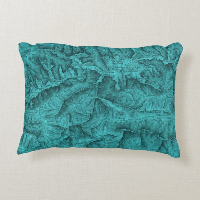 Mountain Topography Karta Blue Prydnadskudde (Baksidan)