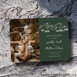 Mountain Utomhus Sage Grön Bröllop Spara Datum Magnet