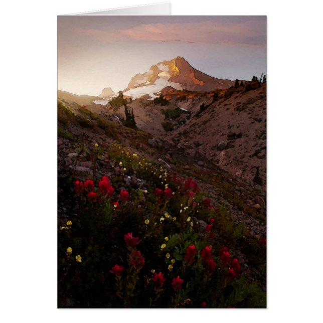 Mountain Valley Sunset Watercolor OBS Kort (Framsidan)