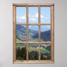 Mountain Valley View från ett fönster Poster