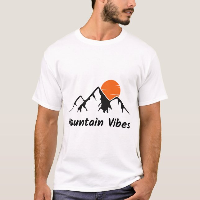 Mountain Vibes Sunset Sticker T Shirt (Framsida)