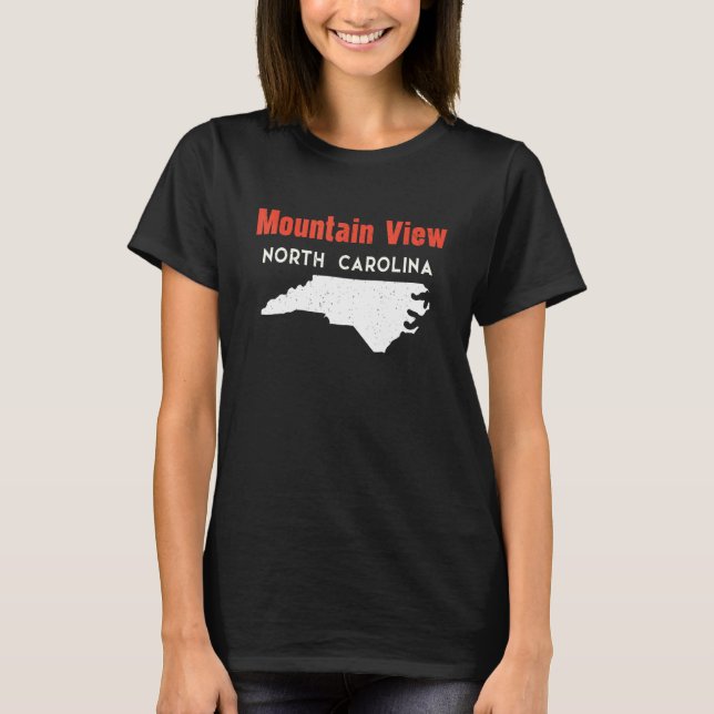 Mountain View and Bayshore North Carolina USA Stat T Shirt (Framsida)