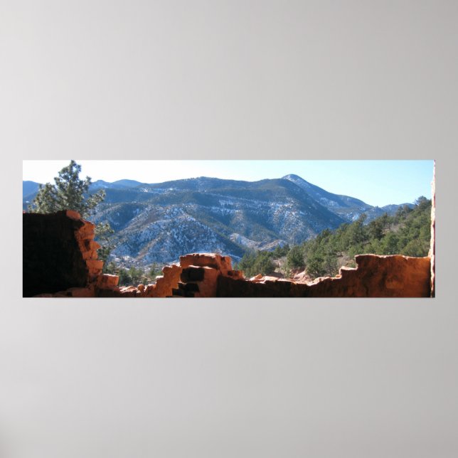 Mountain View från Cliff Dwellings - Long Skörd Poster (Framsidan)