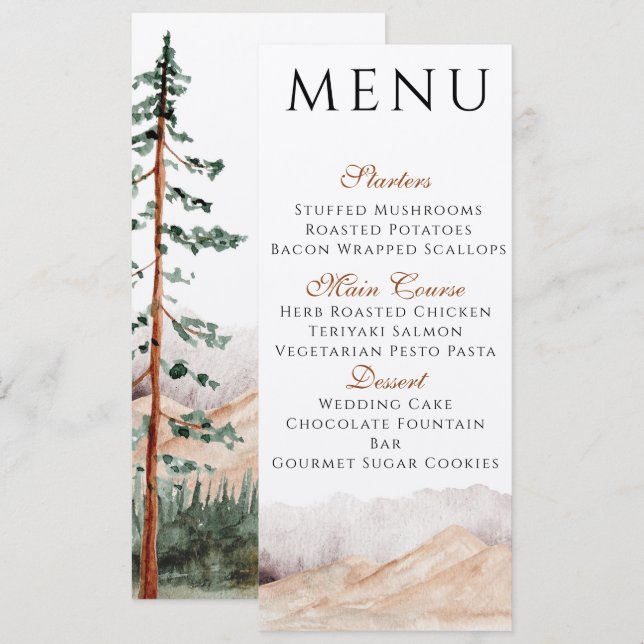 Mountain View Meny Inbjudningar (Fram/baksida)