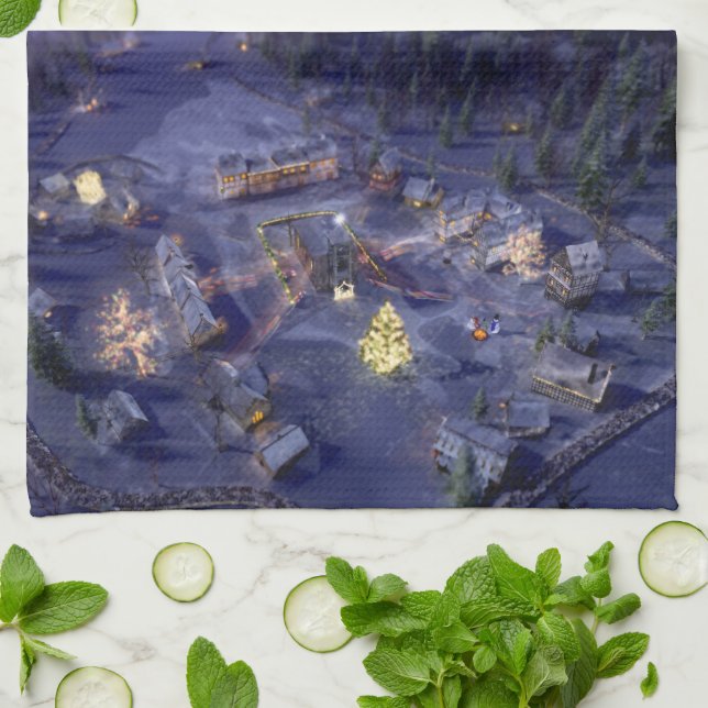 Mountain Village jul Kitchen Towel Kökshandduk (Vikta)