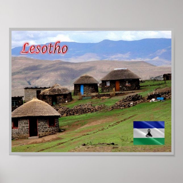 Mountain Village - Lesotho - Panorama - Poster (Framsidan)