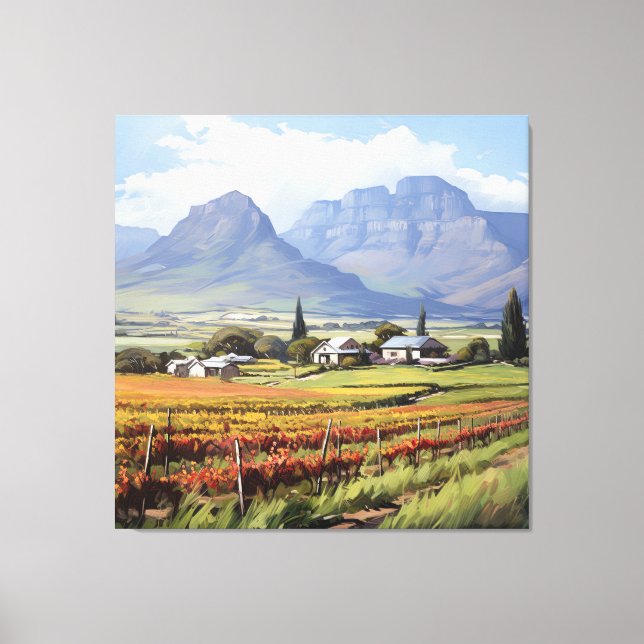Mountain Vineyard Farmhouse Wall Art Canvas Print (Framsida)