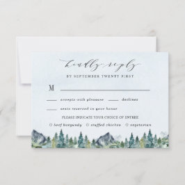 Mountain Watercolor Elegant Meal Choice Bröllop OSA Kort