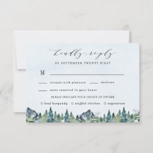 Mountain Watercolor Elegant Meal Choice Bröllop OSA Kort