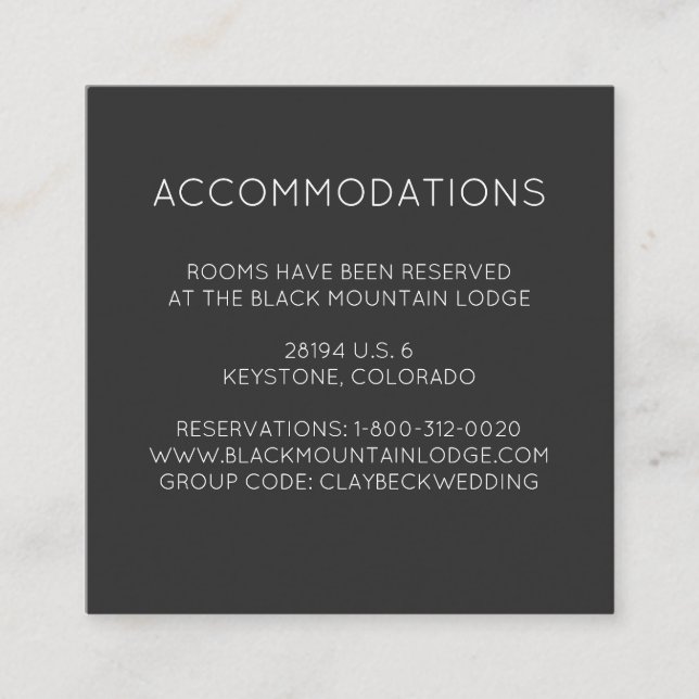 Mountain Wedding Hotell Boende Kort (Framsida)