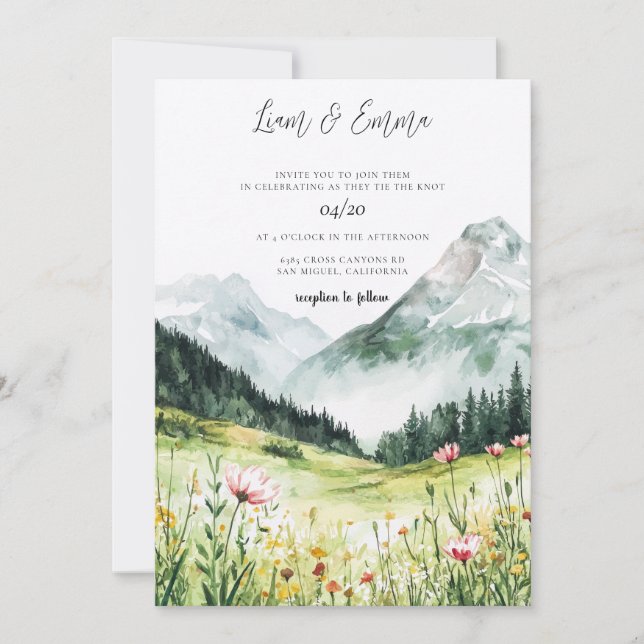 Mountain Wedding Invitation Inbjudningar (Framsida)