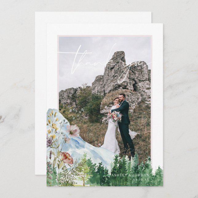 Mountain Wildblomma | Foto Bröllop Tack (Fram/baksida)