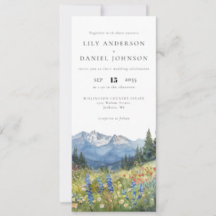 Mountain Wildflower Blommig Allt-i-ett Bröllop Inbjudningar