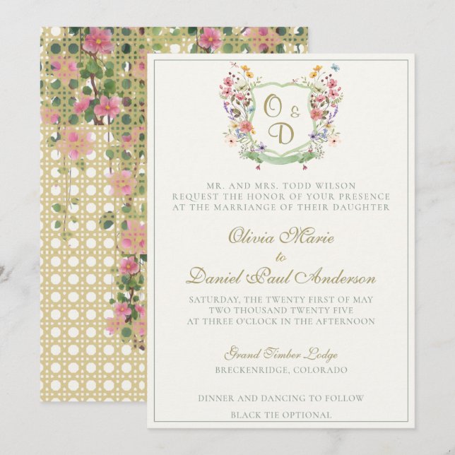 Mountain Wildflower Garden Wedding Invitation Inbjudningar (Fram/baksida)