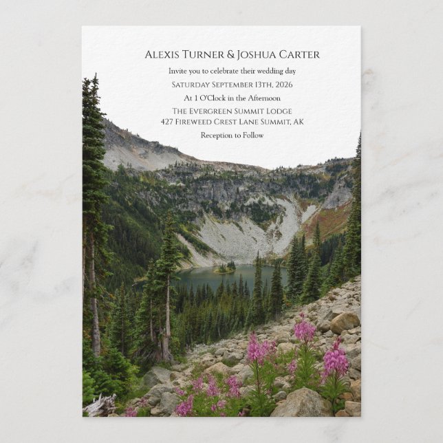 Mountain Wildflower Wedding Invitation Inbjudningar (Framsida)