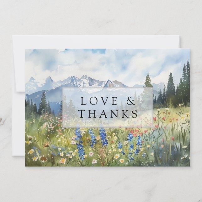 Mountain Wildflowers Floral Meadow Wedding Photo Tack Kort (Framsida)