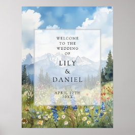Mountain Wildflowers Floral Wedding Welcome Sign Poster