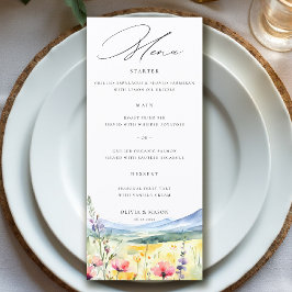 Mountain Wildflowers Meadow Modern Floral Wedding Meny