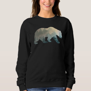 Mountain Wildlife Bear Silhouette Foggy Träd Natur T Shirt