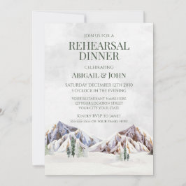 Mountain Winter Forest Rustic Rehearsal Dinner Inbjudningar