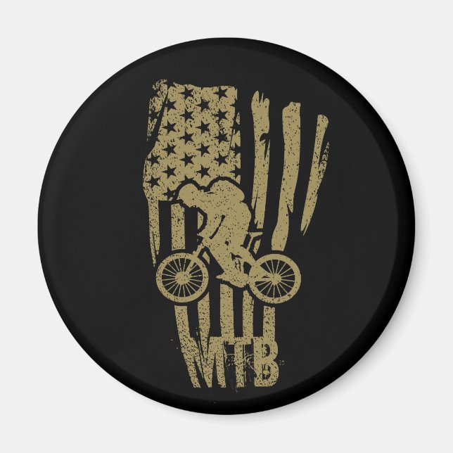 Mountainbike amerikansk flagga Mtb patriotisk Magnet (Framsidan)
